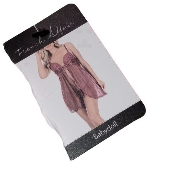 FRENCH AFFAIR BABYDOLL SET SIZE LARGE FUCHSIA COLOR - Picture 6 of 14
